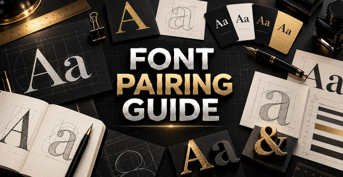 Editorial typography workspace comparing a serif display face with a clean sans-serif text face