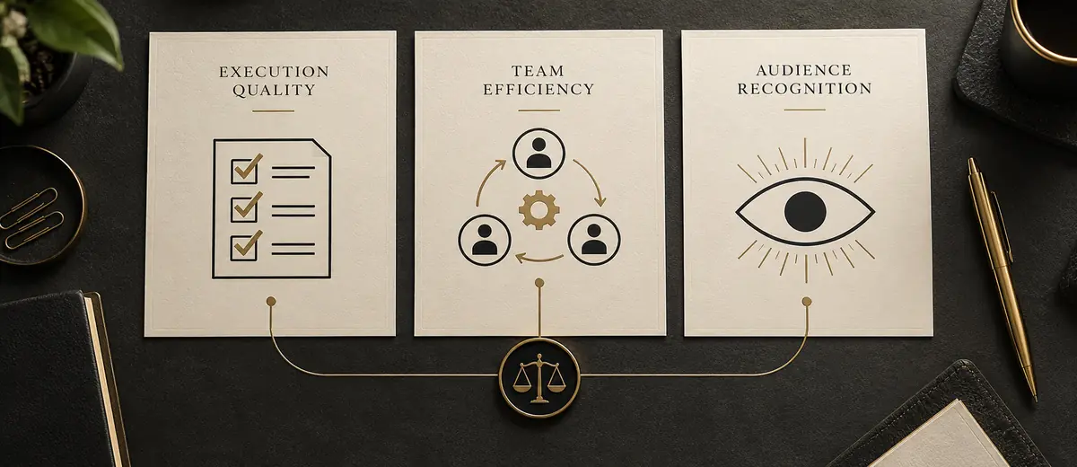 Brand consistency scorecard balancing execution quality, team efficiency and audience recognition