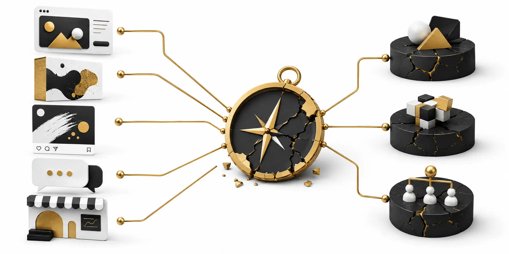 Brand diagnosis map connecting visible branding mistakes with underlying strategic causes