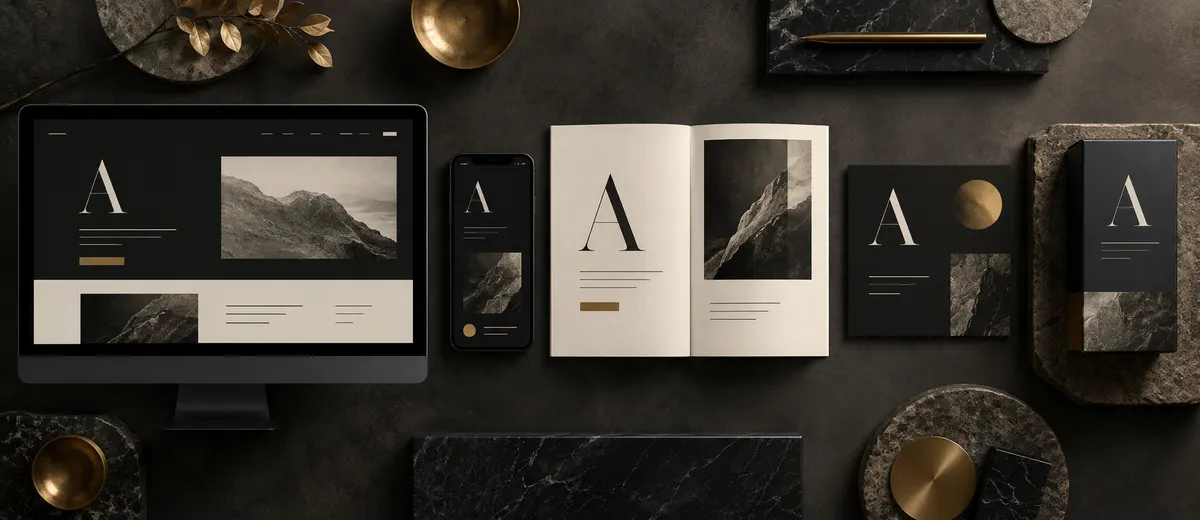 Font pairing tested consistently across a website, mobile interface, printed brochure and social media layout